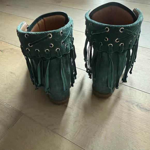 Anthropologie Madison Harding Moccasin Suede Fringe Wedge HIgh Top Sneakers - Picture 3 of 5